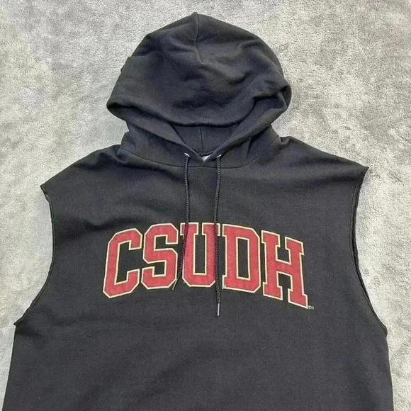 Champion Hoodie Mens Large Cal State Dominguez Hills CSUDH Sleeveless Black Gym - Picture 4 of 9